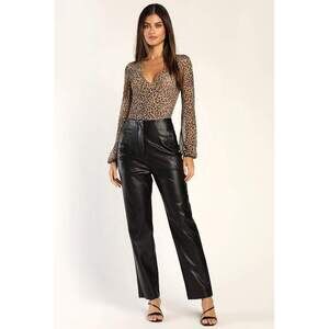 Lulus Icon Living Black Vegan Leather High-waisted Trousers - Size L